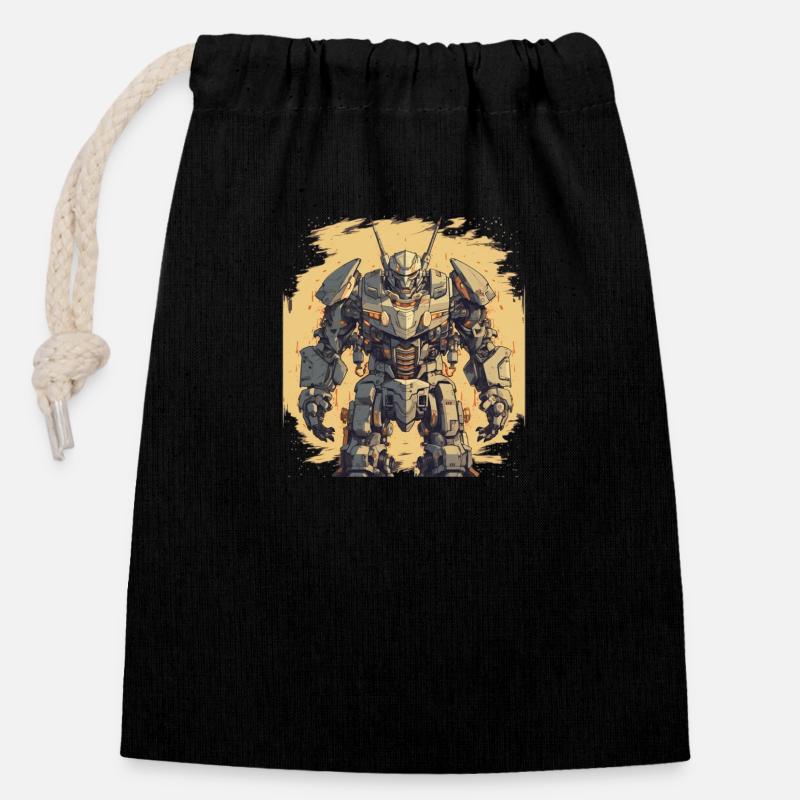 Mecha - Closable cotton gift bag (14x20cm) - black