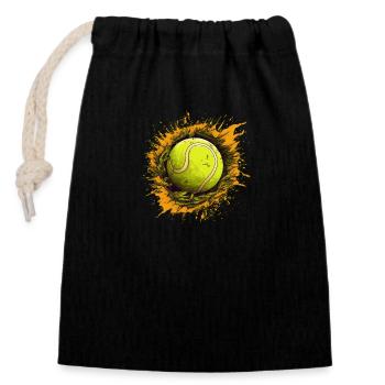 Tennis ball - Verschließbarer Geschenkbeutel aus Baumwolle (14x20cm) - Schwarz - Vorne