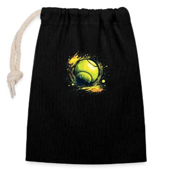 Tennis ball - Verschließbarer Geschenkbeutel aus Baumwolle (14x20cm) - Schwarz - Vorne
