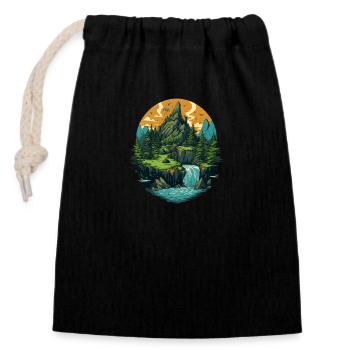 Landscape - Closable cotton gift bag (14x20cm) - black - Front