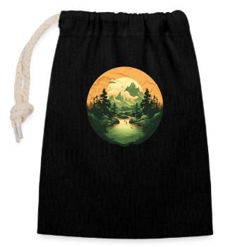 Landscape - Closable cotton gift bag (14x20cm) - black - Front