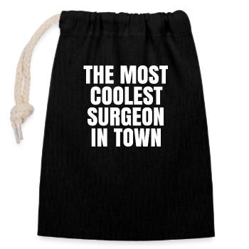 The most coolest surgeon in town - Closable cotton gift bag (14x20cm) - black - Front