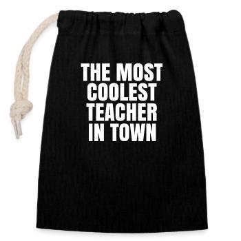 The most coolest teacher in town - Closable cotton gift bag (14x20cm) - black - Front