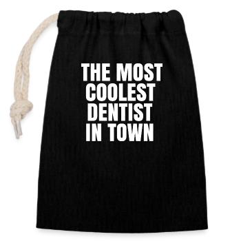 The most coolest dentist in town - Closable cotton gift bag (14x20cm) - black - Front