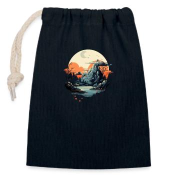 Landscape - Closable cotton gift bag (14x20cm) - navy - Front