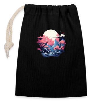 Landscape - Closable cotton gift bag (14x20cm) - black - Front