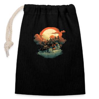 Landscape - Closable cotton gift bag (14x20cm) - black - Front