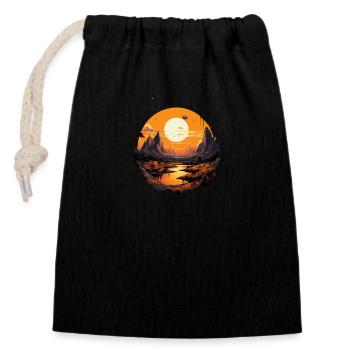 Landscape - Closable cotton gift bag (14x20cm) - black - Front