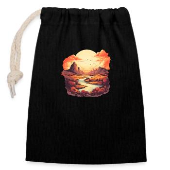 Landscape - Closable cotton gift bag (14x20cm) - black - Front