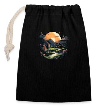 Landscape - Closable cotton gift bag (14x20cm) - black - Front