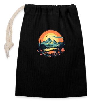 Landscape - Closable cotton gift bag (14x20cm) - black - Front