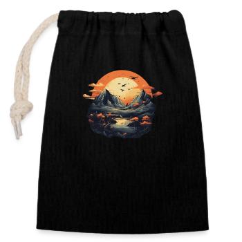 Landscape - Closable cotton gift bag (14x20cm) - black - Front