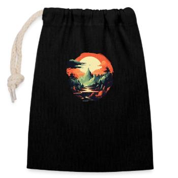 Landscape - Closable cotton gift bag (14x20cm) - black - Front
