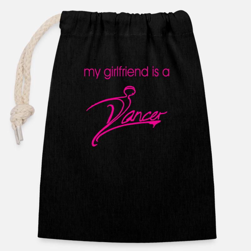 Ma copine est danseuse - rose - Sac cadeau en coton avec cordon (14 x 20 cm) - noir