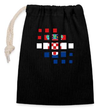 Kroatien Flagge Adria Zagreb Kroatische Fahne - Verschließbarer Geschenkbeutel aus Baumwolle (14x20cm) - Schwarz - Vorne