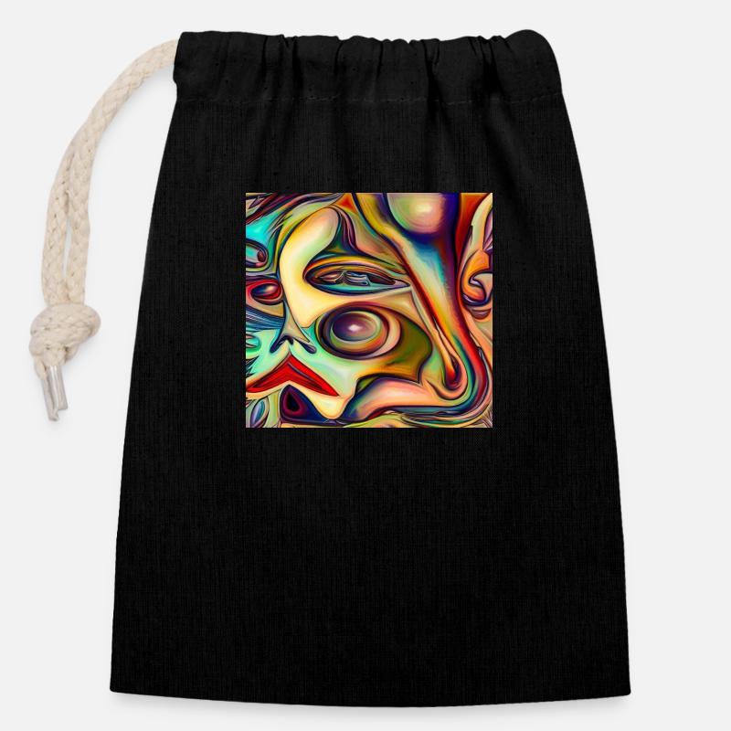 Abstraction - Verschließbarer Geschenkbeutel aus Baumwolle (14x20cm) - Schwarz