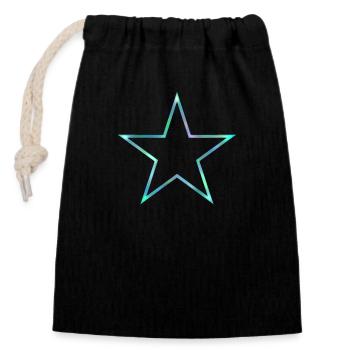 Star - Closable cotton gift bag (14x20cm) - black - Front