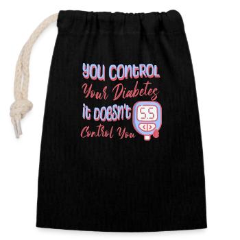 Soutien aux diabétiques - Sac cadeau en coton avec cordon (14 x 20 cm) - noir - Devant