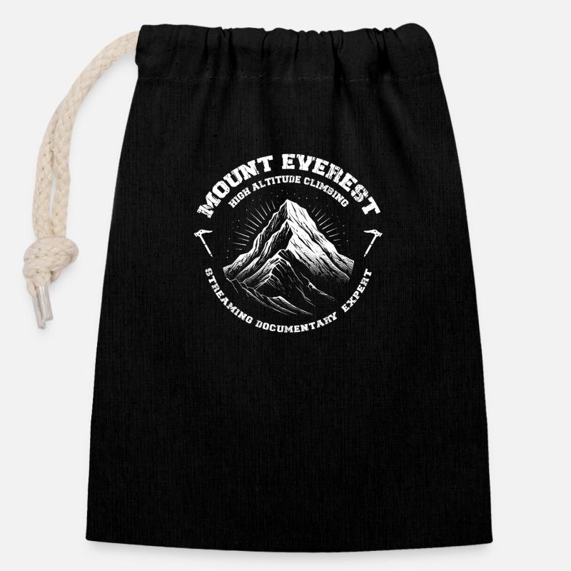 Mount Everest - Streaming Documentary Expert - Verschließbarer Geschenkbeutel aus Baumwolle (14x20cm) - Schwarz