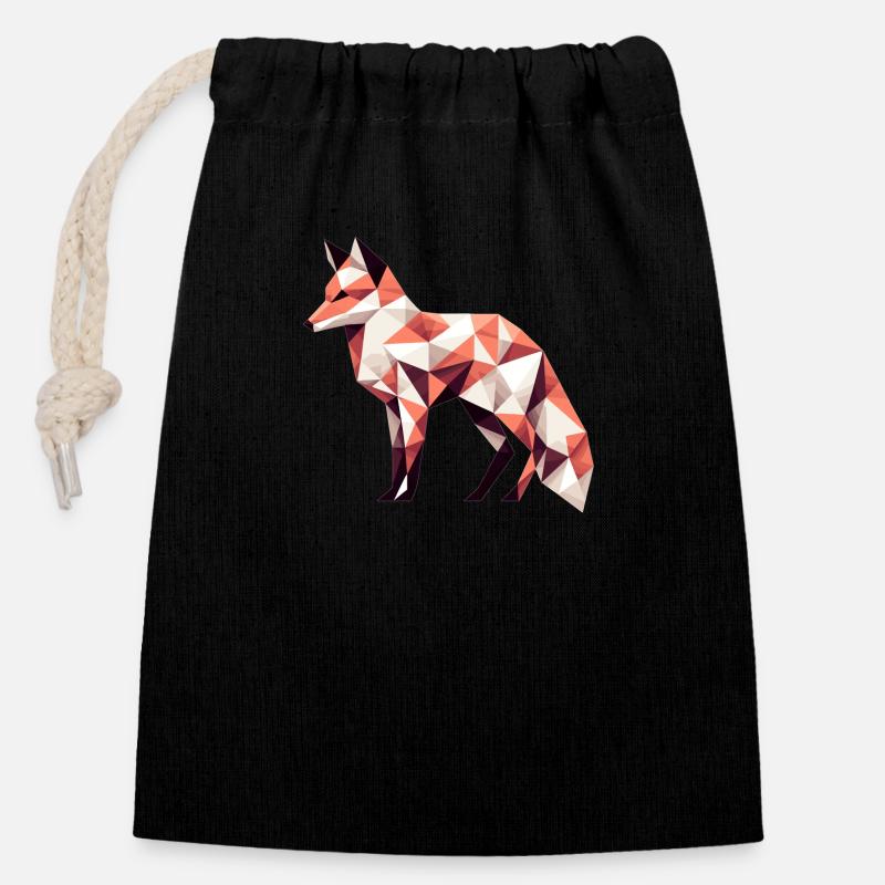renard // renard - Sac cadeau en coton avec cordon (14 x 20 cm) - noir