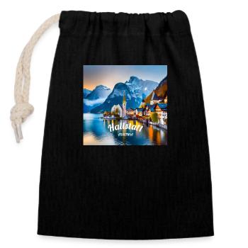Hallstatt am Morgen - Verschließbarer Geschenkbeutel aus Baumwolle (14x20cm) - Schwarz - Vorne