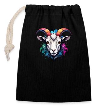 Corne de chèvre Cool coloré mignon néon aquarelle - Sac cadeau en coton avec cordon (14 x 20 cm) - noir - Devant