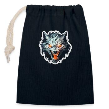 Wolf - Illustration - Verschließbarer Geschenkbeutel aus Baumwolle (14x20cm) - Navy - Vorne