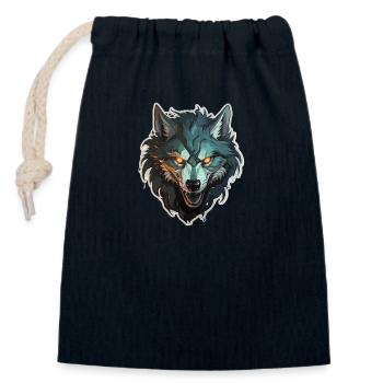 Wolf - Illustration - Verschließbarer Geschenkbeutel aus Baumwolle (14x20cm) - Navy - Vorne