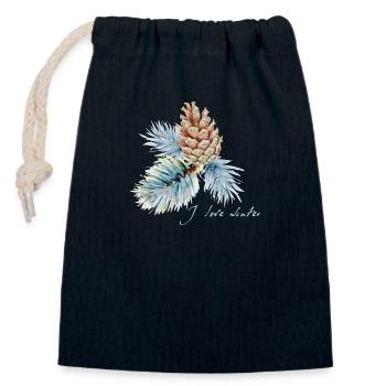 I love winter - Closable cotton gift bag (14x20cm) - navy - Front