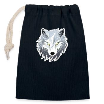 Wolf - Illustration - Verschließbarer Geschenkbeutel aus Baumwolle (14x20cm) - Navy - Vorne