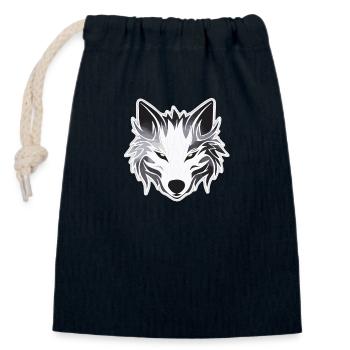 Wolf - Illustration - Verschließbarer Geschenkbeutel aus Baumwolle (14x20cm) - Navy - Vorne