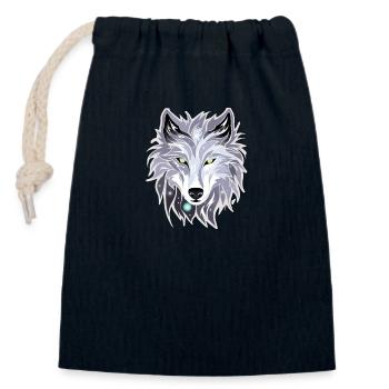 Wolf - Illustration - Verschließbarer Geschenkbeutel aus Baumwolle (14x20cm) - Navy - Vorne