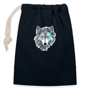 Wolf - Illustration - Verschließbarer Geschenkbeutel aus Baumwolle (14x20cm) - Navy - Vorne