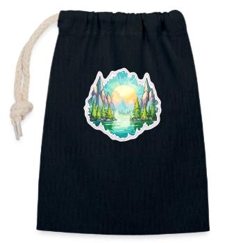 Landschaft - Illustration - Verschließbarer Geschenkbeutel aus Baumwolle (14x20cm) - Navy - Vorne
