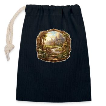 Landschaft - Illustration - Verschließbarer Geschenkbeutel aus Baumwolle (14x20cm) - Navy - Vorne