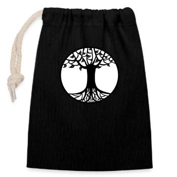 Arbre de vie - Sac cadeau en coton avec cordon (14 x 20 cm) - noir - Devant