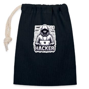 Hacker - Illustration - Sac cadeau en coton avec cordon (14 x 20 cm) - bleu marine - Devant