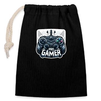 Pro Gamer - Controller Illustration - Verschließbarer Geschenkbeutel aus Baumwolle (14x20cm) - Schwarz - Vorne
