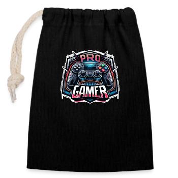 Pro Gamer - Controller Illustration - Verschließbarer Geschenkbeutel aus Baumwolle (14x20cm) - Schwarz - Vorne
