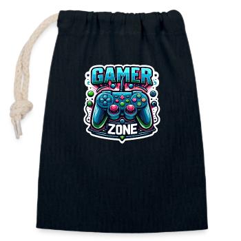 Gamer Zone - Controller Illustration - Closable cotton gift bag (14x20cm) - navy - Front