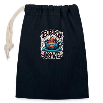 Brew Love - Kaffeetasse Illustration - Verschließbarer Geschenkbeutel aus Baumwolle (14x20cm) - Navy - Vorne