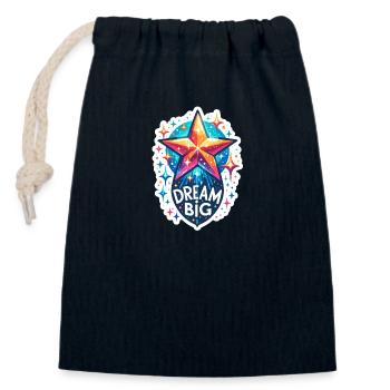 Dream Big - Shooting Star Illustration - Closable cotton gift bag (14x20cm) - navy - Front