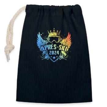 Après Ski 2024 Saying Colorful - Closable cotton gift bag (14x20cm) - navy - Front