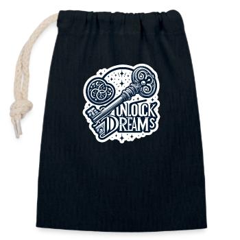 Unlock Dreams - Schlüssel Illustration - Verschließbarer Geschenkbeutel aus Baumwolle (14x20cm) - Navy - Vorne