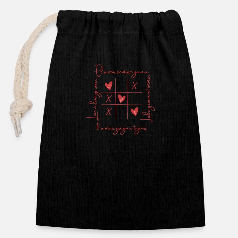 Saint Valentin love - Closable cotton gift bag (14x20cm) - black