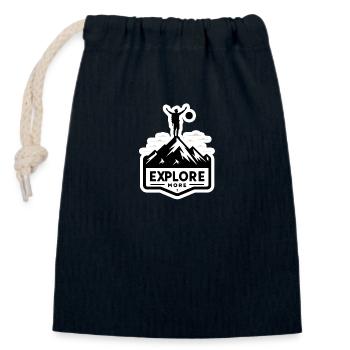 Explore more - Wanderer - Closable cotton gift bag (14x20cm) - navy - Front
