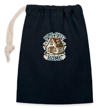 Home Sweet Home - House Illustration - Closable cotton gift bag (14x20cm) - navy - Front