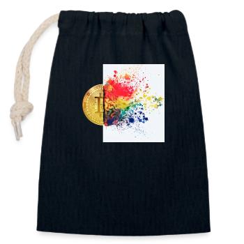 Crypto Brain 1 Bitcoin BTC ETH - Sac cadeau en coton avec cordon (14 x 20 cm) - bleu marine - Devant