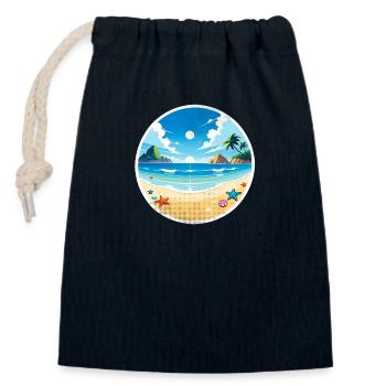 Beach Holidays Sun Sea - Closable cotton gift bag (14x20cm) - navy - Front