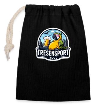 Tresensport e.V. - Verschließbarer Geschenkbeutel aus Baumwolle (14x20cm) - Schwarz - Vorne